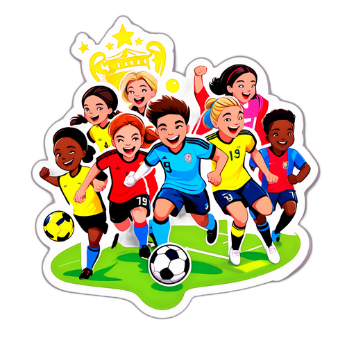 Fargerik klistremerke med fotballspillere