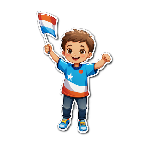 สติกเกอร์แฟน: เด็กถือธงเชียร์