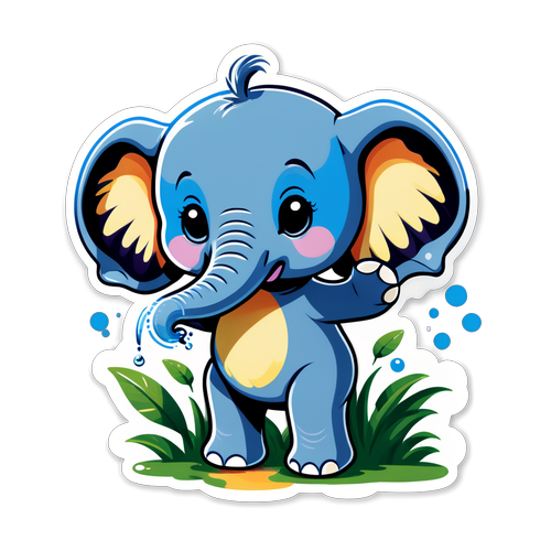 Playful Baby Elephant Sticker