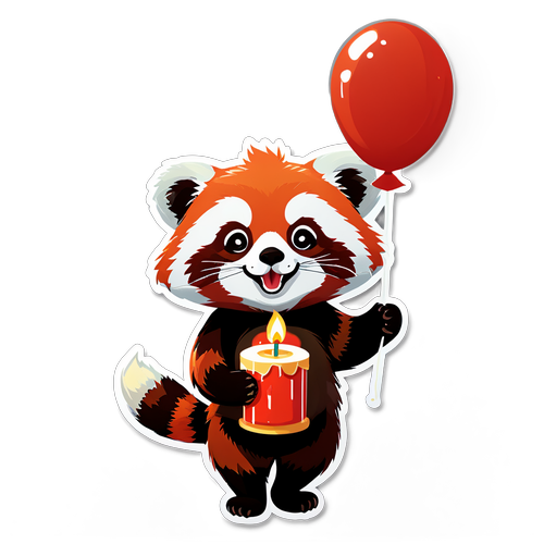 可爱的红熊猫庆祝生日