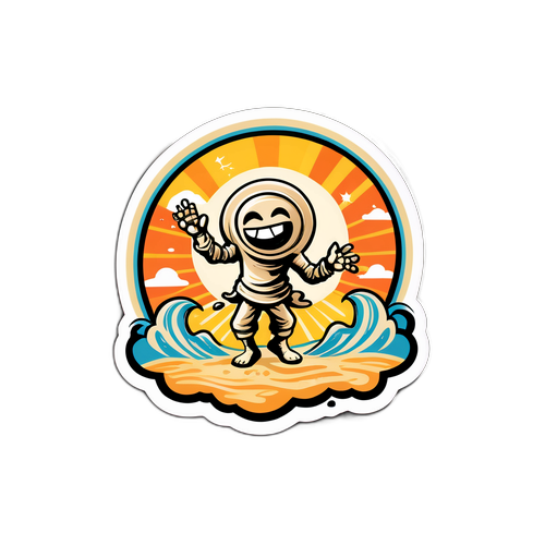 Retro sticker z duchem piasku w akcji
