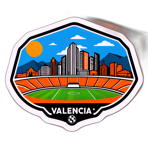 Futbol Tutkusunu Yansıtan Valencia FC Şehir Manzarası Stickerı