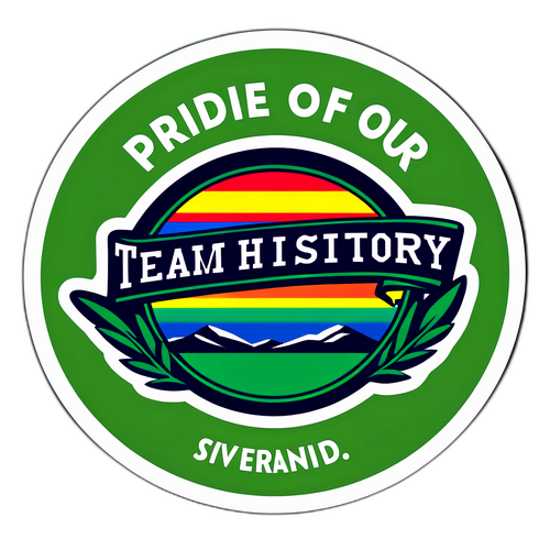 A Juventude sticker com as cores do time em um campo verde, com a frase 'Orgulho da nossa história'