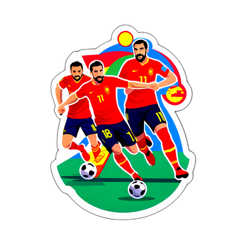 Stiker Futbol Berwarna Ceria Pertandingan Antara Turki dan Sepanyol