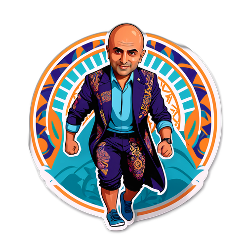 Стильная наклейка с Джавидом Башаратом в динамичной позе