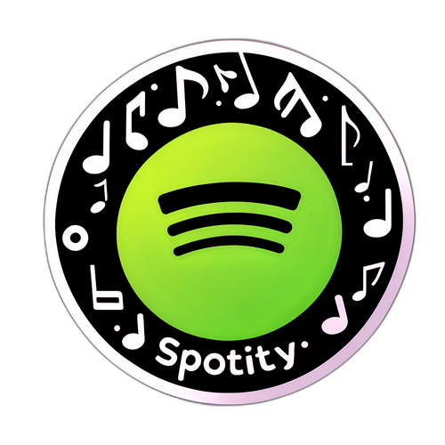 Stiker Logo Spotify dengan Notasi Musik