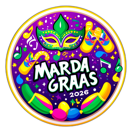 Colorful Mardi Gras 2026 Sticker