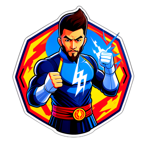 Autocollant stylisé de Khamzat Chimaev avec des éclairs d'énergie