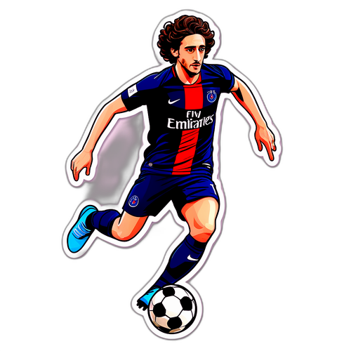 Design d'un autocollant d'Adrien Rabiot en action