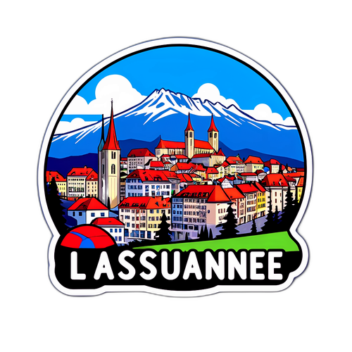 Nálepka oslavující město Lausanne