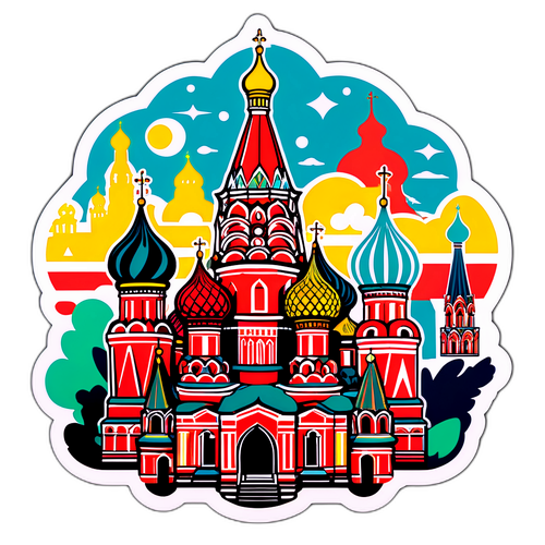 Autocollant thématique sur la Russie avec la Cathédrale Saint-Basile