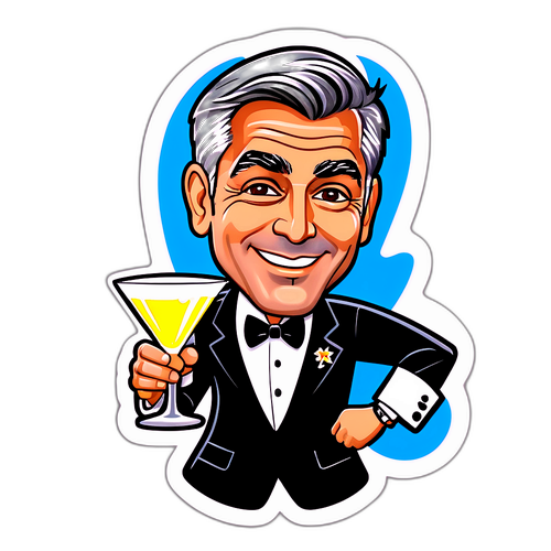 En sød karikatur af George Clooney som bartender