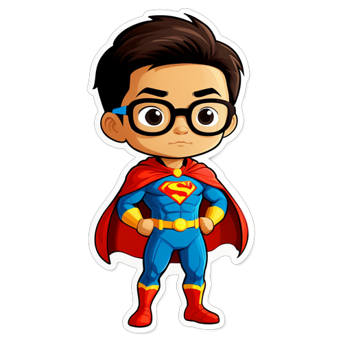 Superhero Asian Little Boy with Glasses