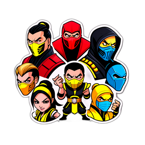 Kreativní nálepka s postavami z Mortal Kombat