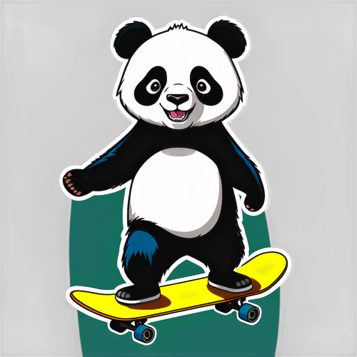 Panda Riding Skateboard Illustration