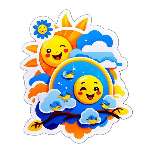 Stiker Ceria Elemen Cuaca