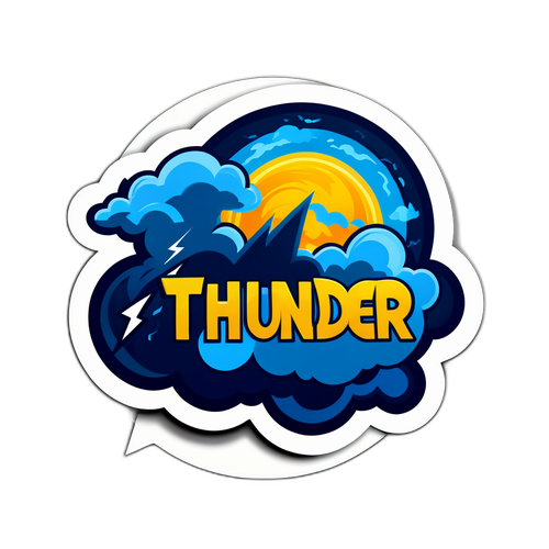Sticker de tormenta con rayos y la palabra 'Thunder'