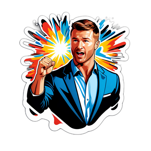 Autocollant stylisé de Glen Powell en action