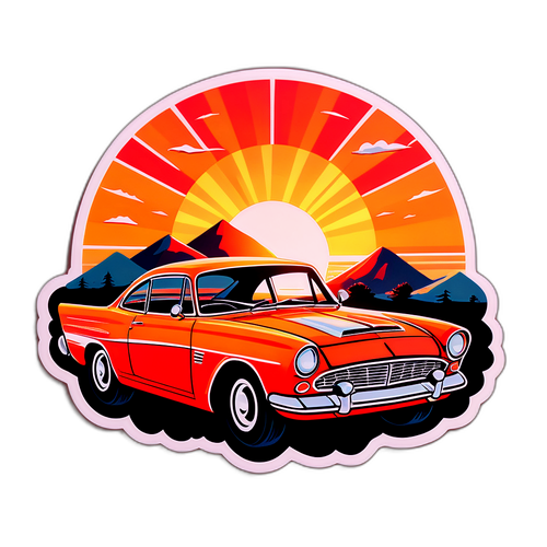 Retro Auto met Zonsondergang