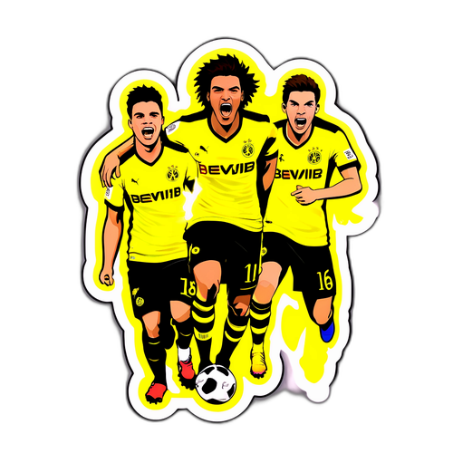 Dynamisches BVB Aufkleber mit Logo und Spielersilhouetten