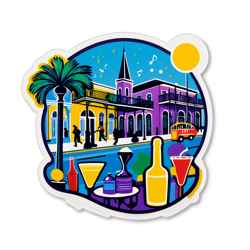 Vibrant New Orleans Nightlife Sticker