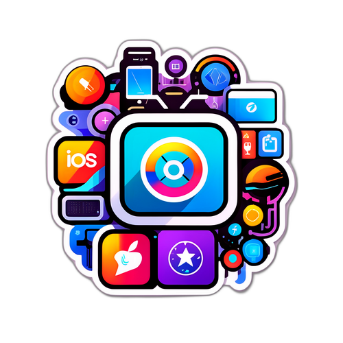 तकनीकी-थीम वाला स्टिकर: iOS 26 लोगो