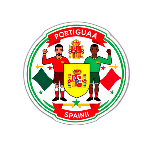 Sticker ter viering van de rivaliteit tussen Spanje en Portugal