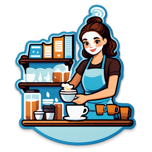 Cozy Coffee Shop Scene Sticker