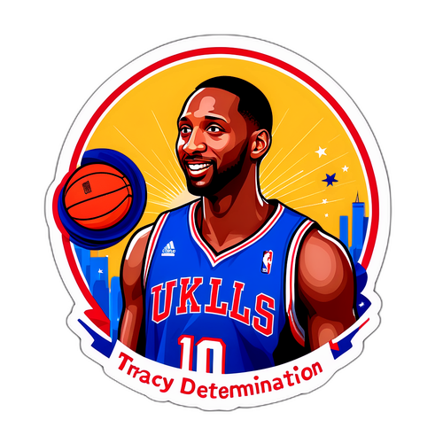 A Memorable Sticker of Tracy McGrady with Inspiring Quotes