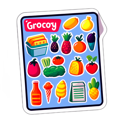 Färgglad livsmedelslista klistermärke med Stora Coop-logo
