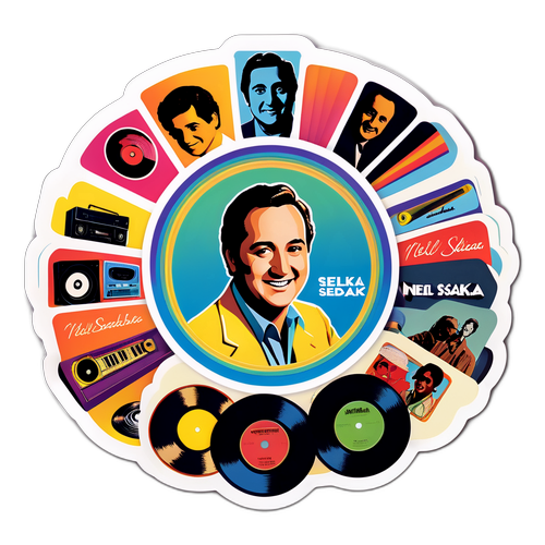 Isang Nostalgikong Sticker na Nagpapakita ng Klasikong Album ni Neil Sedaka