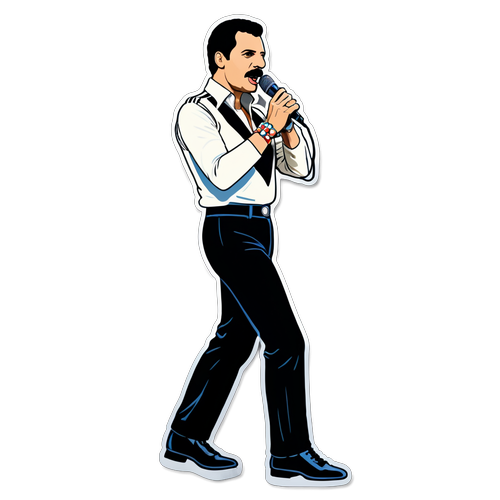 Retro stylový nálepka Freddie Mercury