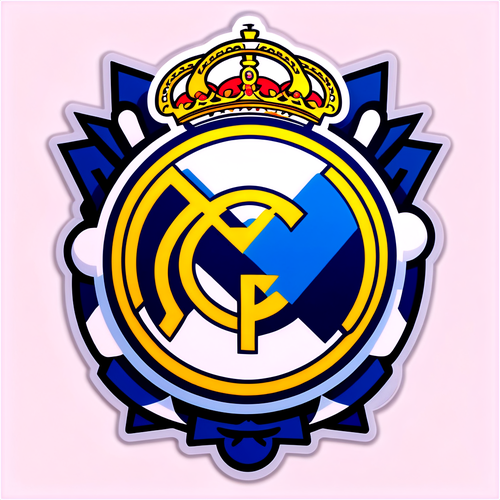 The Ultimate Tribute to Real Madrid: Iconic Emblem, Legendary Players, and Stadium Glory in a Stunning Sticker!