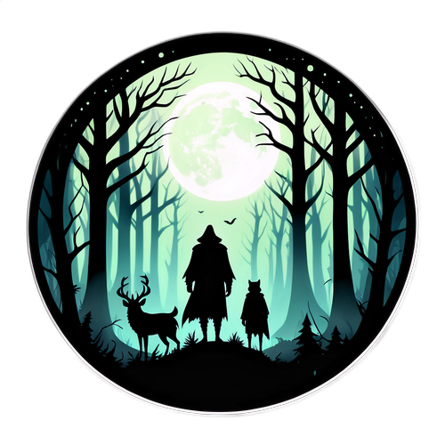 הוא עומד ביער מסתורי