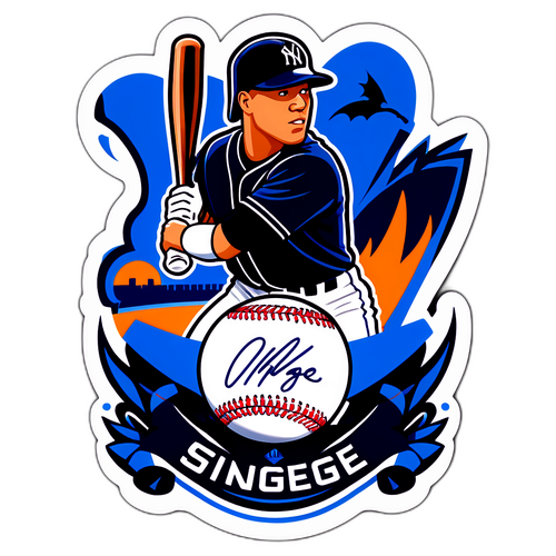 アーロン・ジャッジのサイン入りバットとボールのデザイン