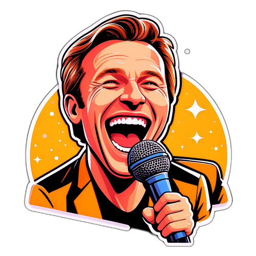 Klistermärke av Micke Leijnegard som skrattar