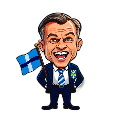 Petteri Orpon karikatyyri Suomen lipun väreissä
