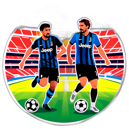 מדבקה צבעונית של שחקני כדורגל אינטר ויובנטוס