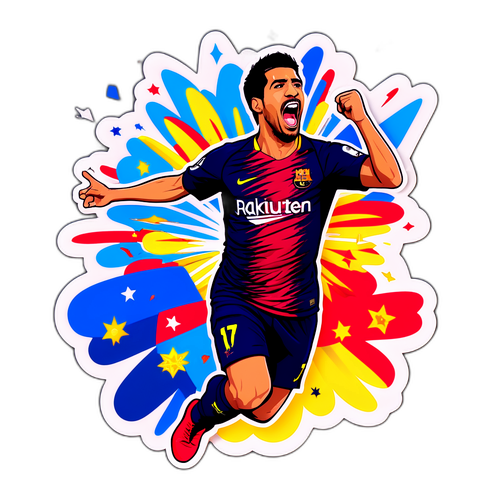 लुईज़ सुआरेज़ का गोल मनाने वाला स्टिकर