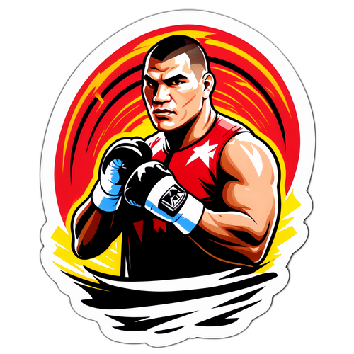 Autocollant représentant Cain Velasquez avec des rayons de lumière