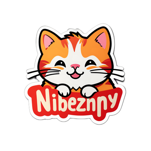Klasyczny kotek z napisem 'niebezpieczny'