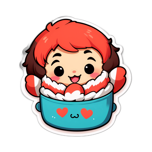 コージーコーナーの署名製品の特徴をデフォルメスタイルで描いたステッカー