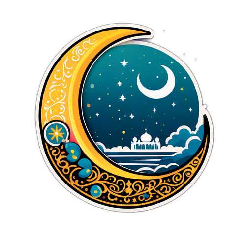 Sticker Bulan Sabit dan Butir Doa untuk Imsak Hari Ini