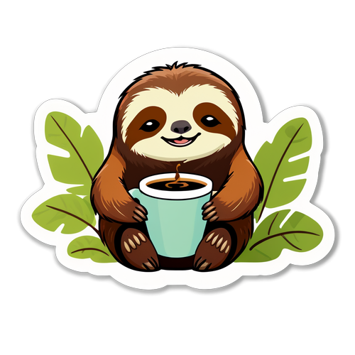 Sleepy Sloth with Coffee