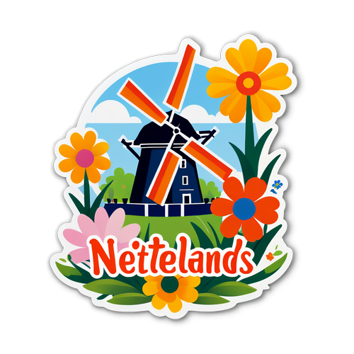 Ontdek het Prachtige Nederland: Bloemen en Windmolens in Één Sticker!