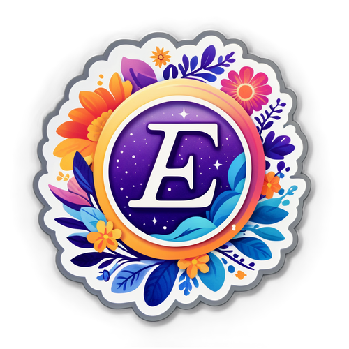 Stiker Elegan Huruf 'E' untuk Pemberdayaan