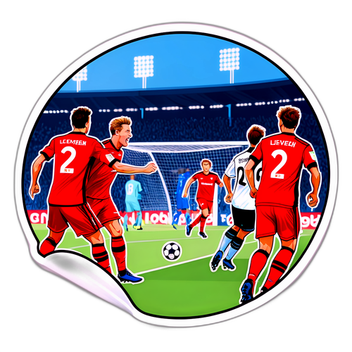 Leverkusen spelers in actie tijdens een doelpunt