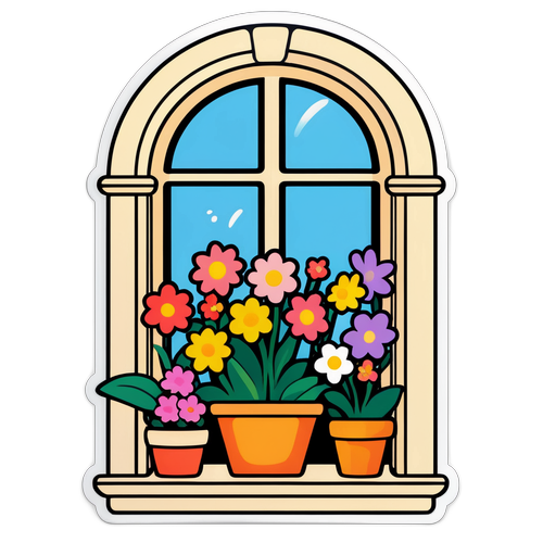 Fereastră deschisă cu flori