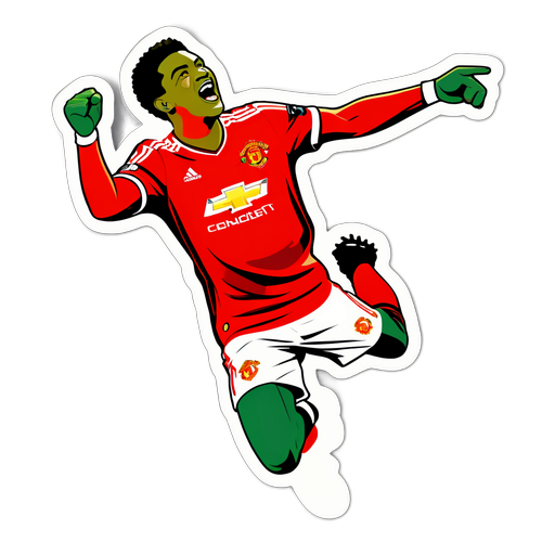 สติกเกอร์นักฟุตบอลแมนเชสเตอร์ยูไนเต็ดฉลองหลังทำประตูได้