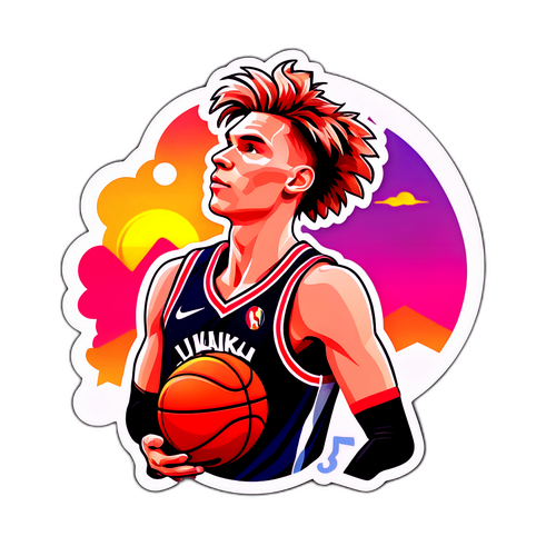 Lauri Markkanen Sunset Gradient Sticker